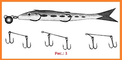 оснащения поролоновых рыбок двумя крючками